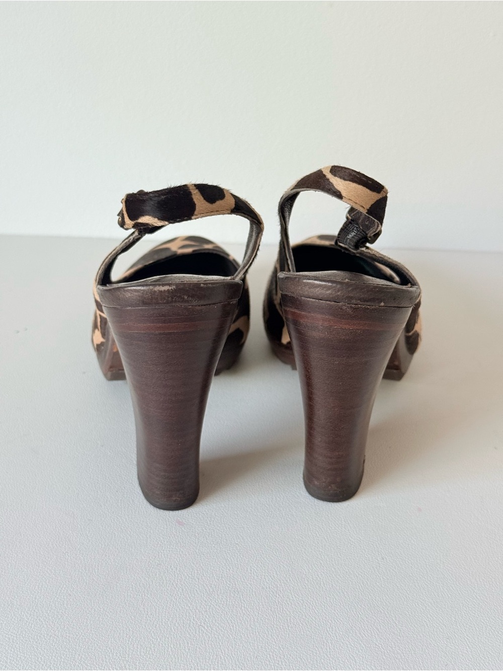 Michael Kors Giraffe Print Calf Hair Slingback Heels Leather Stacked Heel - Picture 4 of 10